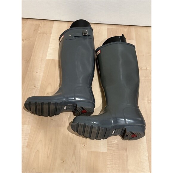 Hunter Boots Womens US 5 EU 36 Original Tall Gloss Rain Boots - Gray Green Boot - Picture 5 of 8